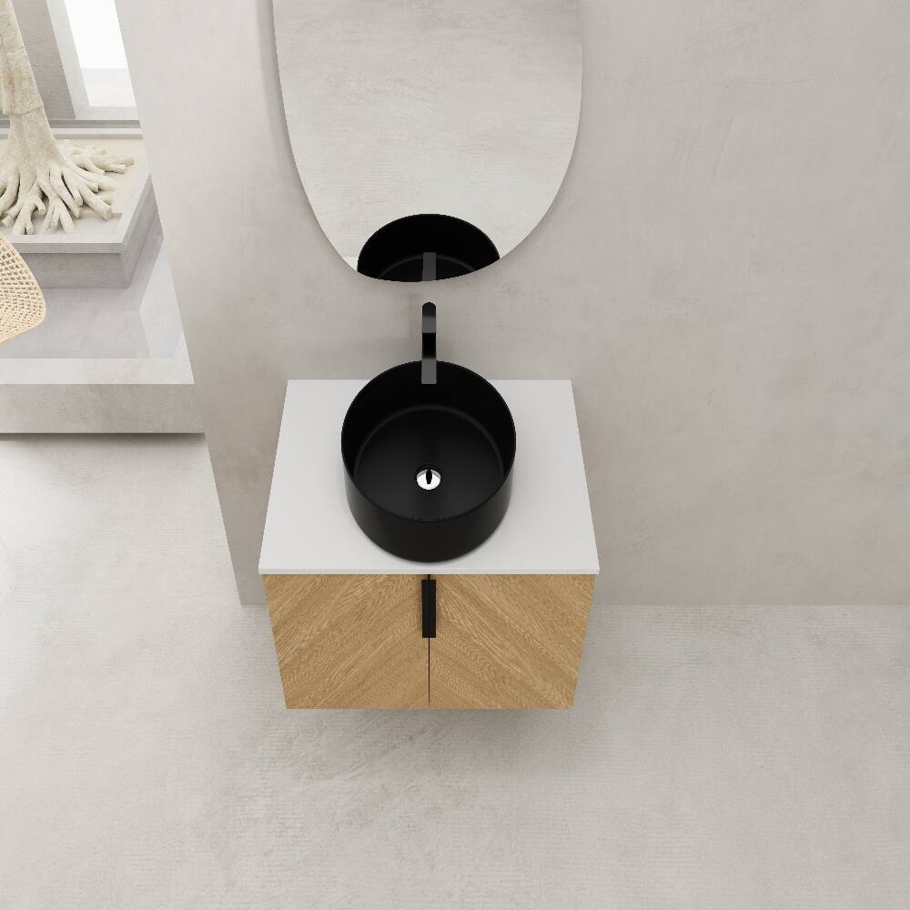 Alt View 2. Loheer - Loheer 30 inch bathroom vanity Wall Mounted Vanity with Ceramic Art Sink Light Oak - Oak.