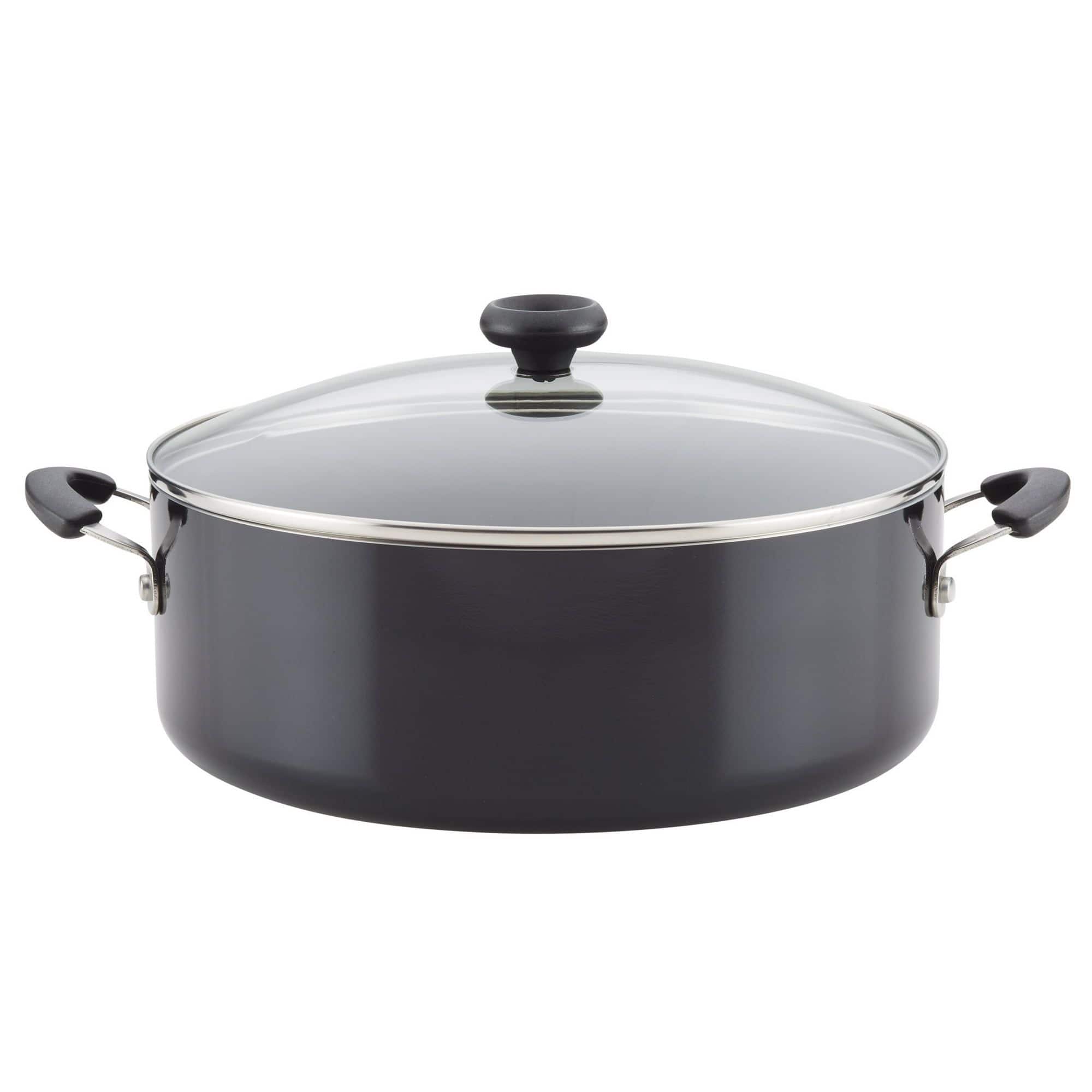 Front. Mirfee - 8 Quart Nonstick Dutch Oven Stockpot, Dishwasher Safe, Black - Black.
