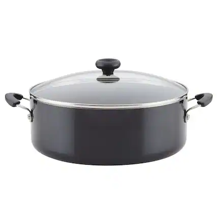 Front. Mirfee - 8 Quart Nonstick Dutch Oven Stockpot, Dishwasher Safe, Black - Black.