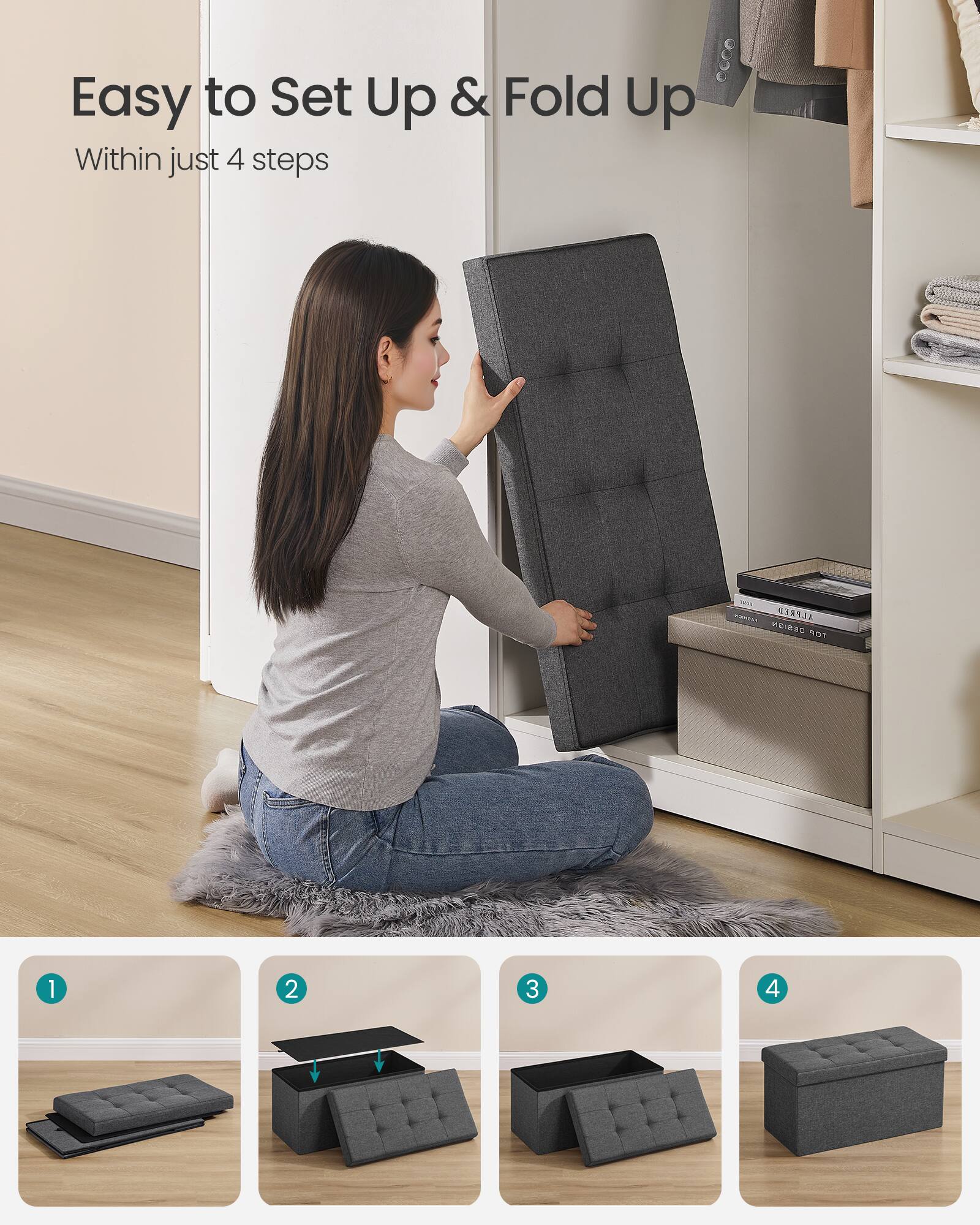 Easy to Set Up & Fold Up  
Within just 4 steps  

1  
2  
3  
4