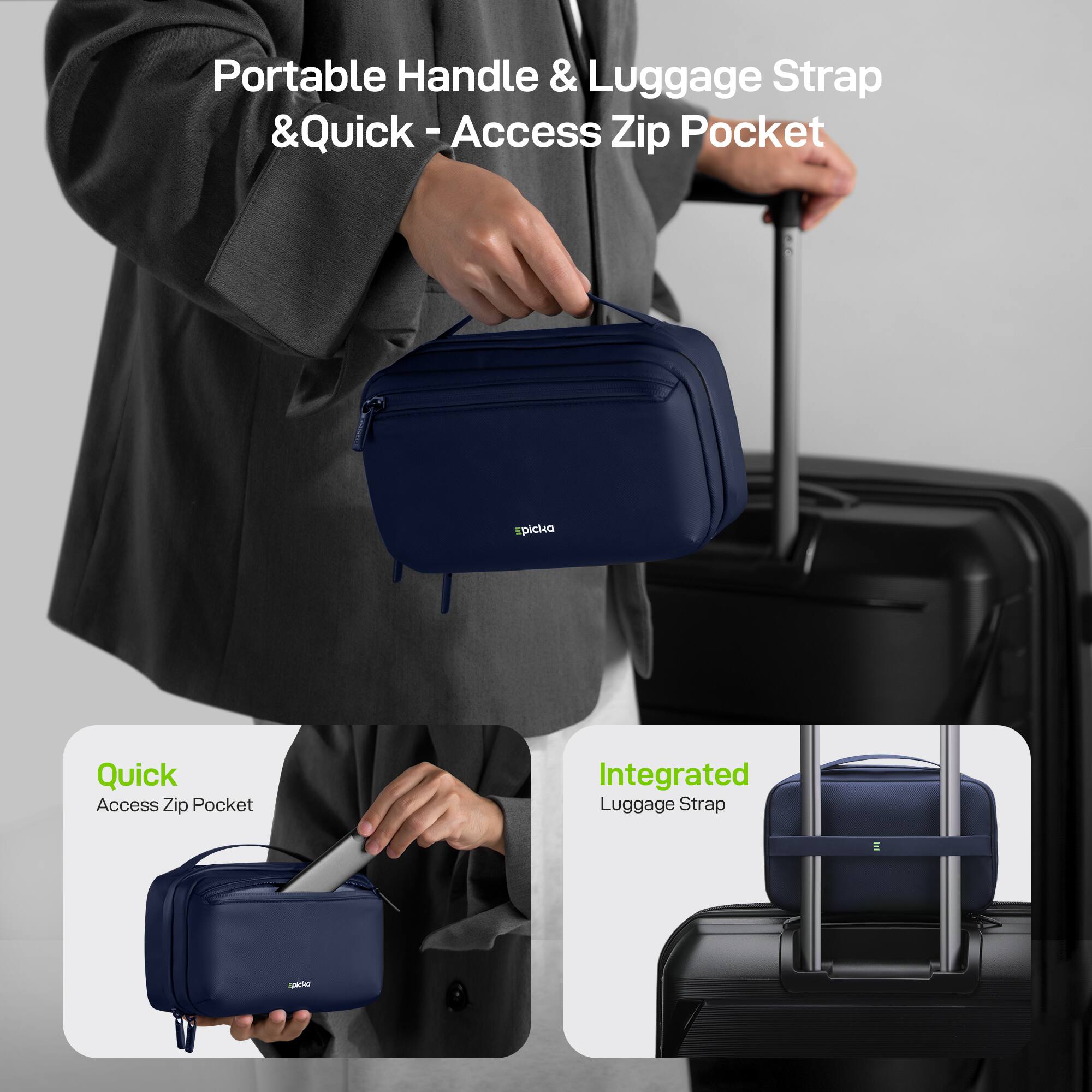 Portable Handle & Luggage Strap & Quick - Access Zip Pocket
Quick Access Zip Pocket
Integrated Luggage Strap