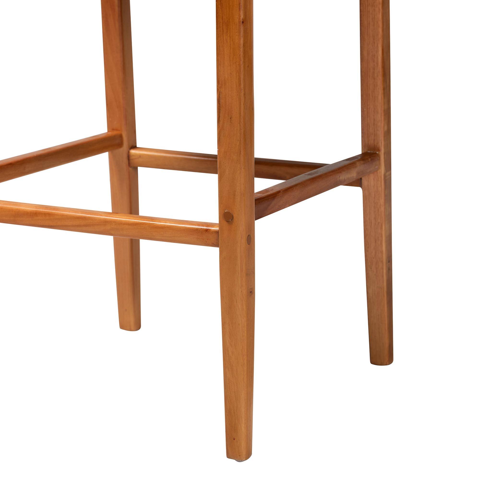Alt View 1. bali & pari - Chatura Natural Rattan and Mahogany Wood 2-Piece Bar Stool Set – Handwoven Wicker Stool with Angled Back, Bar Height - Light Honey/Honey.