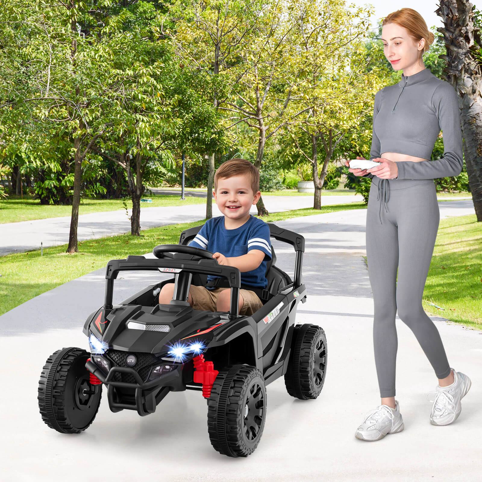 Alt View 3. Costway - Costway 12V Kids Ride On Car Battery Powered Electric Remote Control LED Lights Music - Black.
