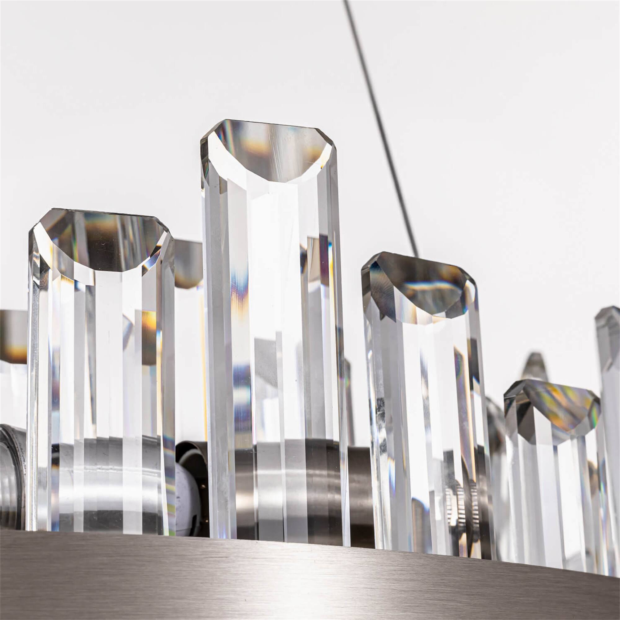 Alt View 1. Siljoy - 16-Light Chrome Silver Round K9 Crystal Raindrop Chandelier, 31.5" Luxury Flush Mount for Dining/Living/Entryway - Chrome.