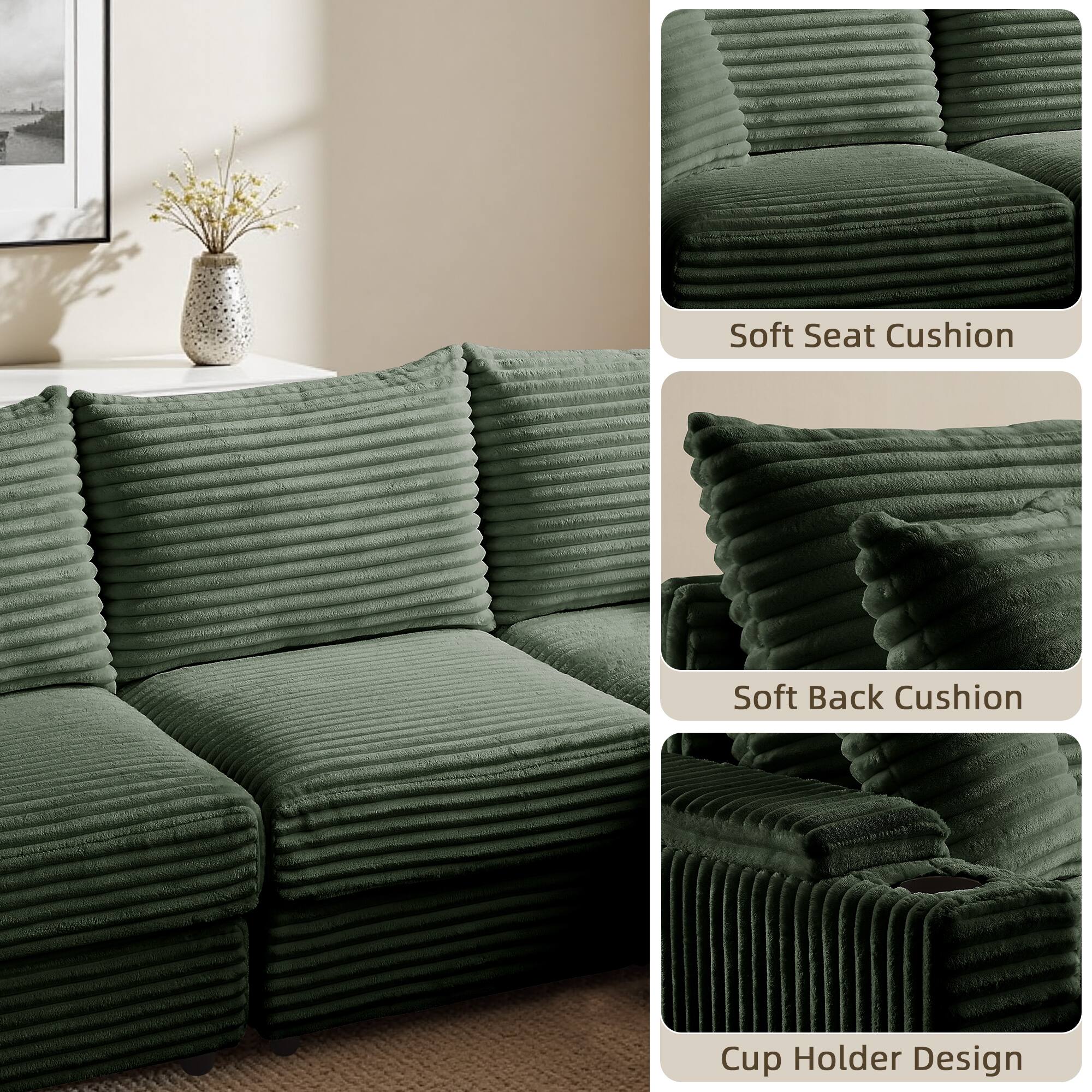 - Soft Seat Cushion
- Soft Back Cushion
- Cup Holder Design