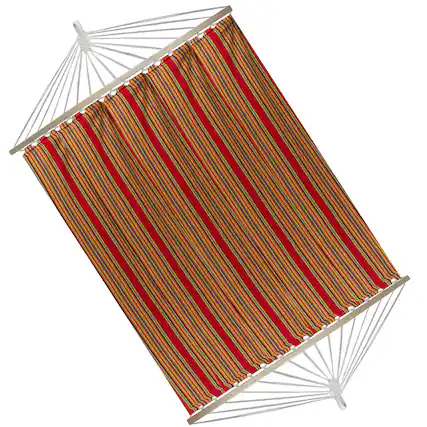 Front. Northlight - Cotton Striped Hammock - 75" x 59" - Red and Green - Red.