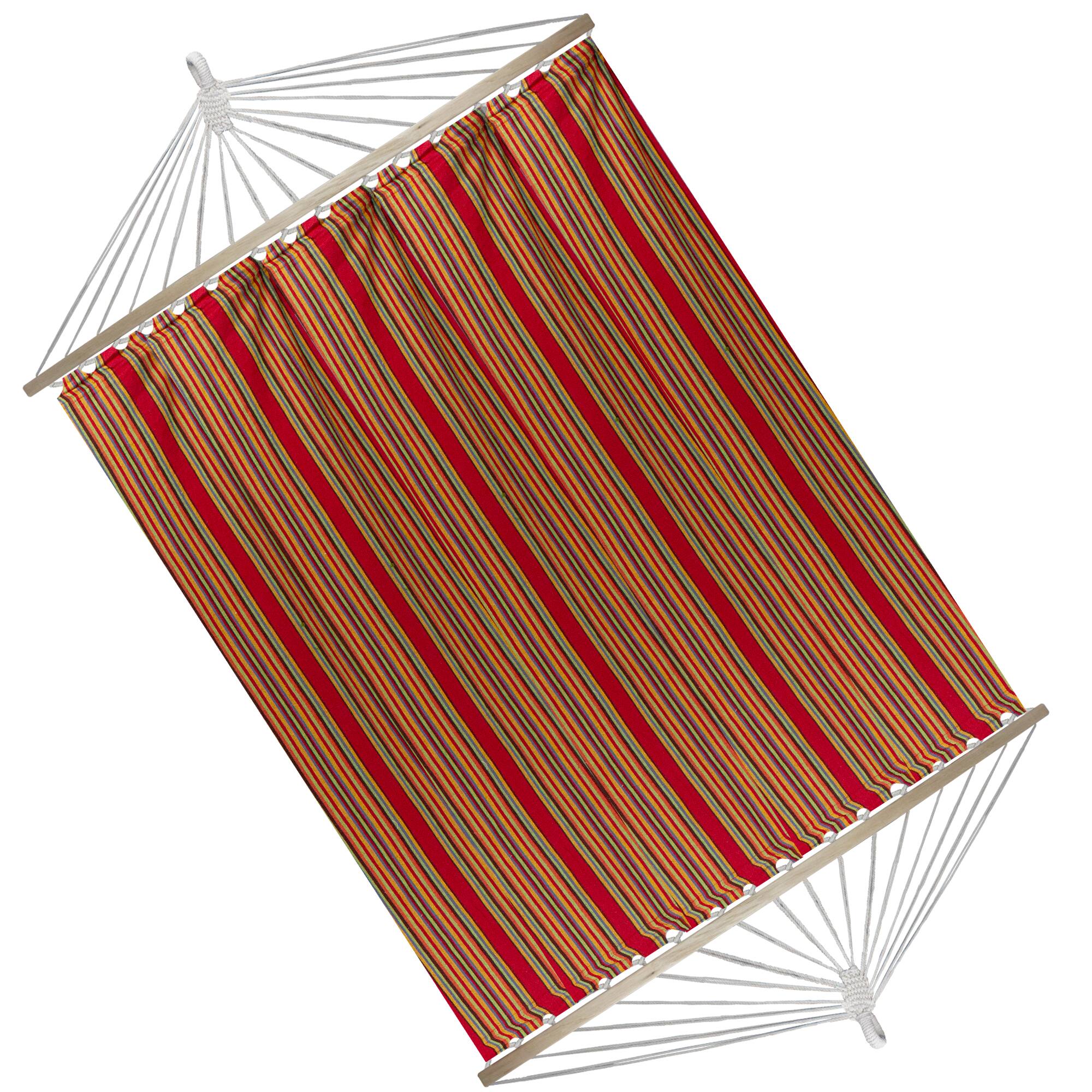 Front. Northlight - Cotton Striped Hammock - 75" x 59" - Red and Green - Red.