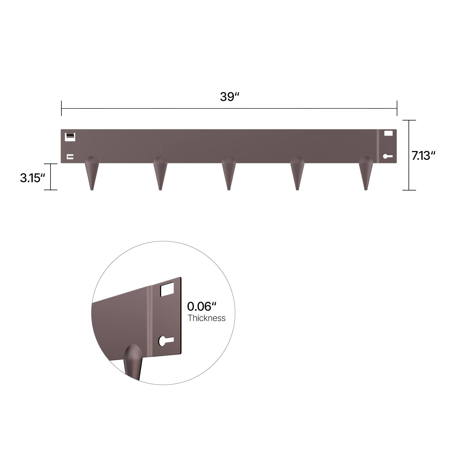 39", 7.13", 3.15", 0.06" Thickness