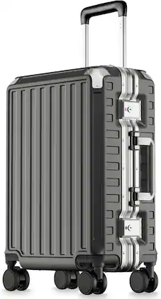 LUGGEX - 19 Inch Carry On Luggage Zipperless Aluminum Frame Hardside 100% PC Suitcase 8010S - ZX-Core - Black