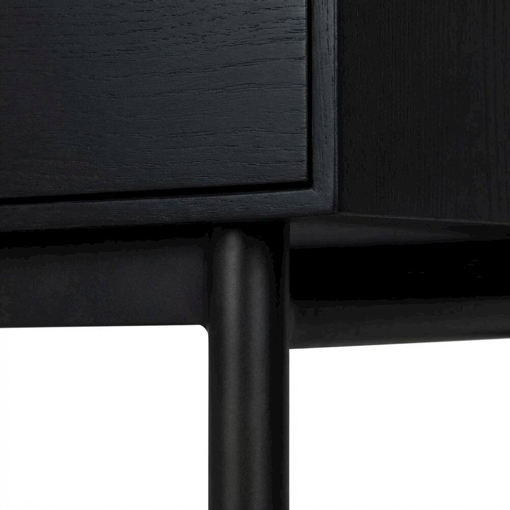 Alt View 1. Starlight Canyon Home - Black modern nightstand with mahogany wood veneer and spacious drawer - Black.