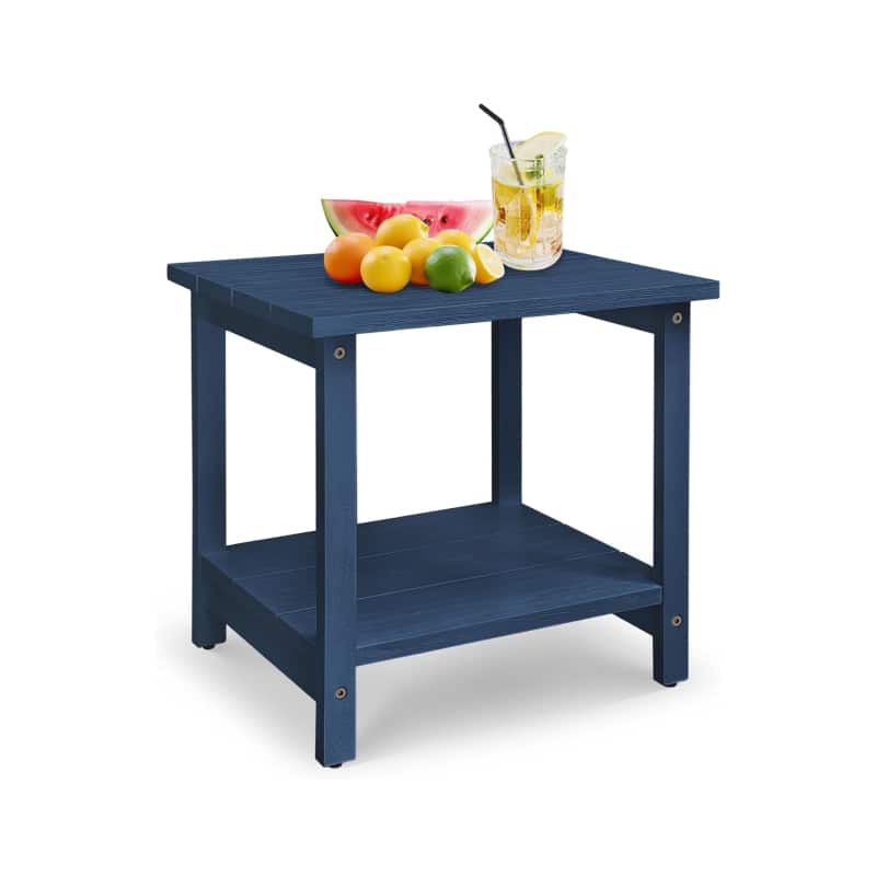Lent Glitter Wood - SQUARE OUTDOOR SIDE PATIO TABLE - Blue