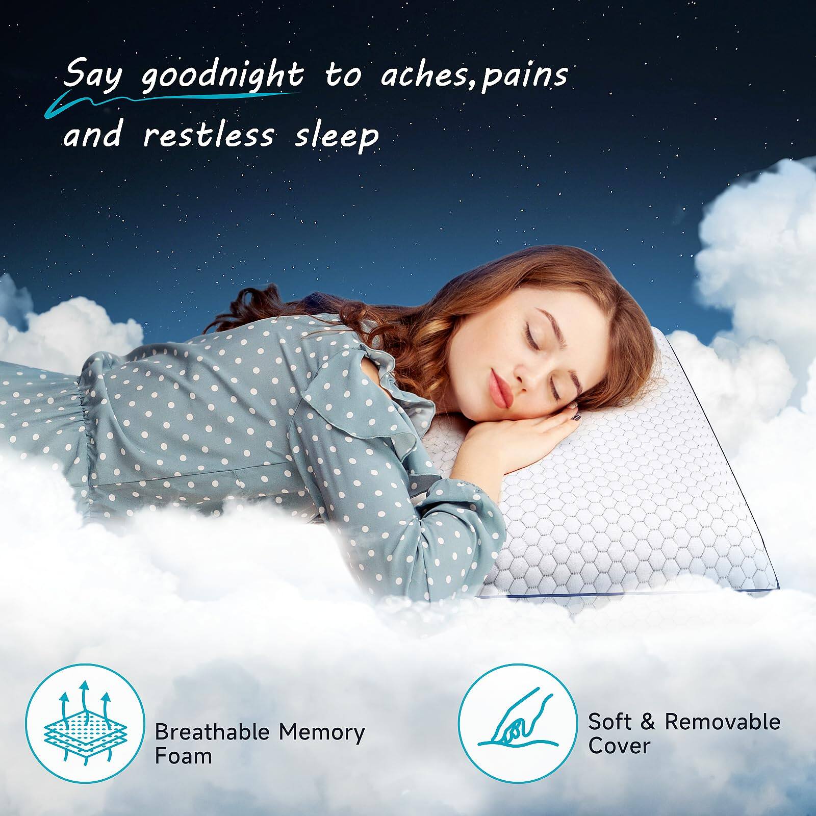 Say goodnight to aches, pains and restless sleep

Breathable Memory Foam

Soft & Removable Cover