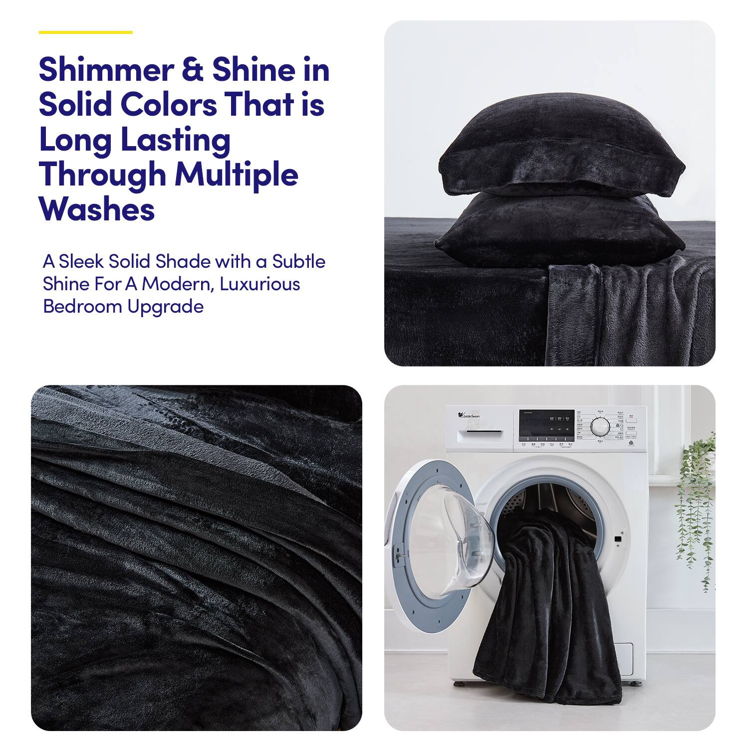 Shimmer & Shine in Solid Colors That is Long Lasting Through Multiple Washes

A Sleek Solid Shade with a Subtle Shine For A Modern, Luxurious Bedroom Upgrade