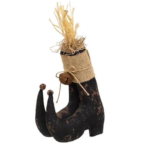 Front. BreeBe - Pair of Primitive Witch Boots - Black, Natural.