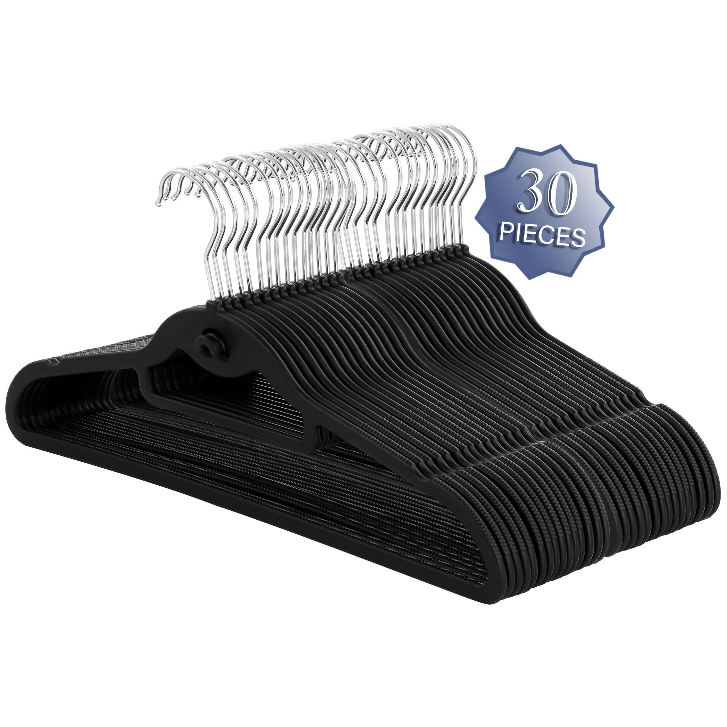 Front. Elama - Elama Home 30 Piece Rubber Non Slip Hanger with Hanging Tab in Black - Black.