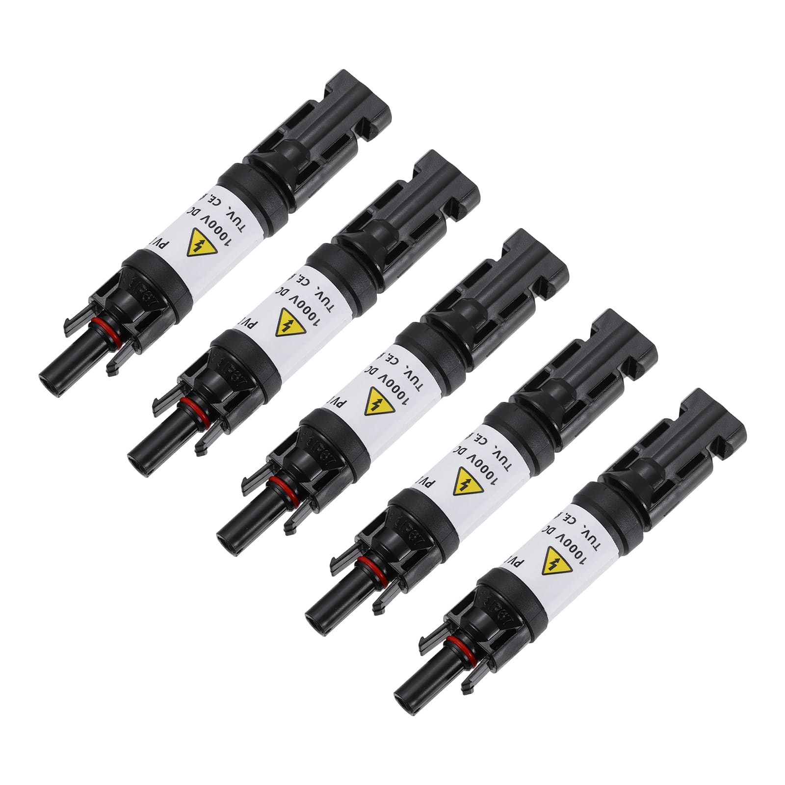 Unique Bargains - 5pcs 15A Built-in Diode Solar Wire Connector Anti-backflow 1000V IP67 Male/Female for PV System - Black