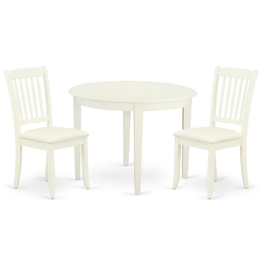 Back. East West Furniture - Dining Room Set Linen White - Brown.