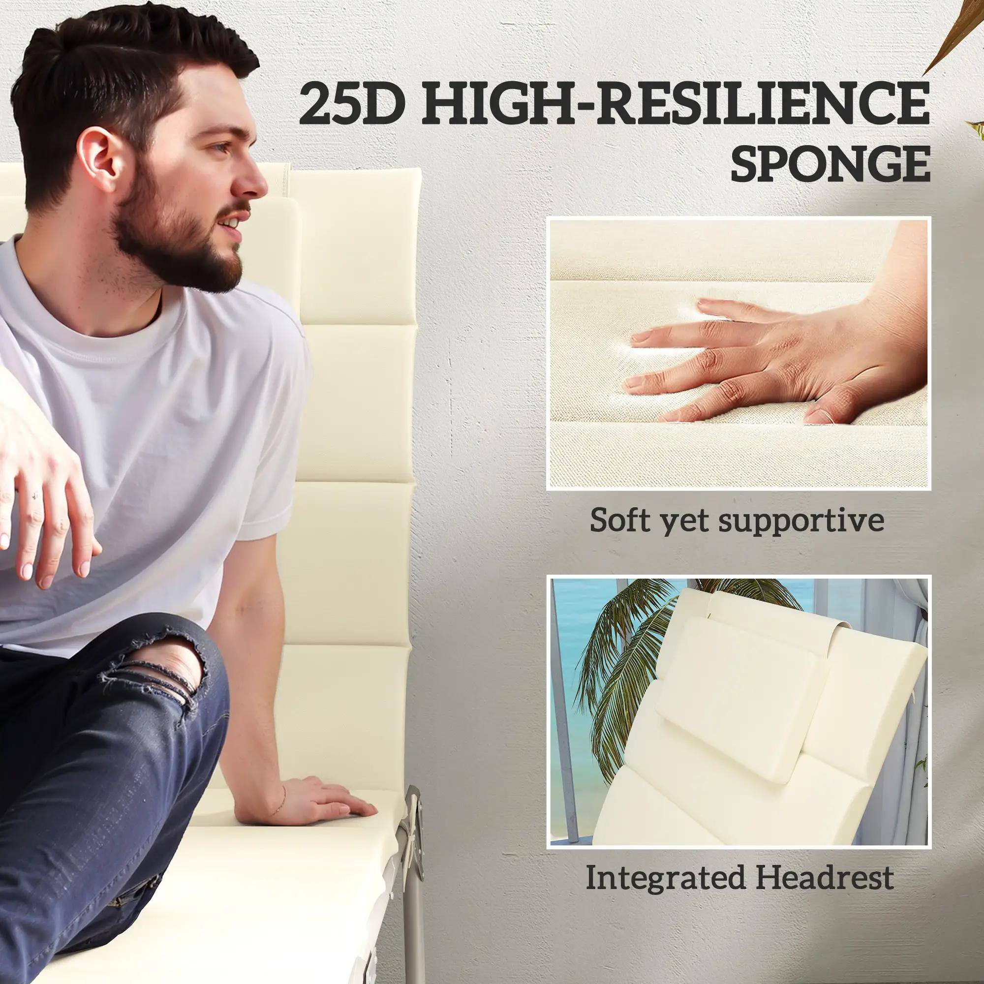 25D HIGH-RESILIENCE SPONGE, Soft yet supportive, Integrated Headrest