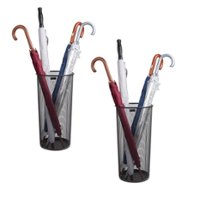 Mind Reader - Umbrella Stand, Walking Cane, Wrapping Paper, Entryway, Metal Mesh, 10.25"L x 10.25"W x 19.5"H, Set of 2 - Black - Front_Zoom