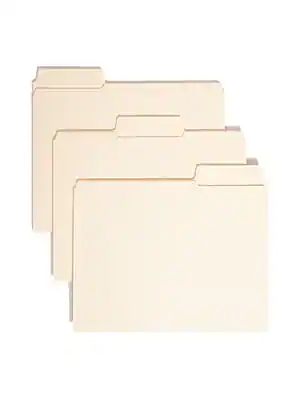 Front. Smead - Smead SuperTab File Folders, Reinforced 1/3-Cut Tab, Letter Size, Manila, 100/Box (10395) - Manila.