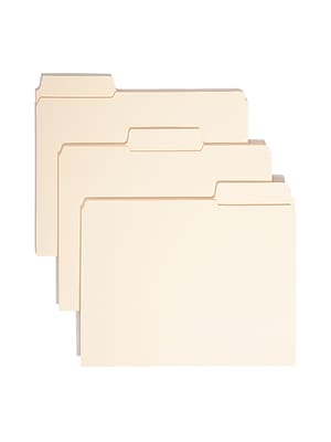 Front. Smead - Smead SuperTab File Folders, Reinforced 1/3-Cut Tab, Letter Size, Manila, 100/Box (10395) - Manila.
