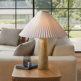 Cove Table Lamp With Pleated Shade by Modway - Travertine