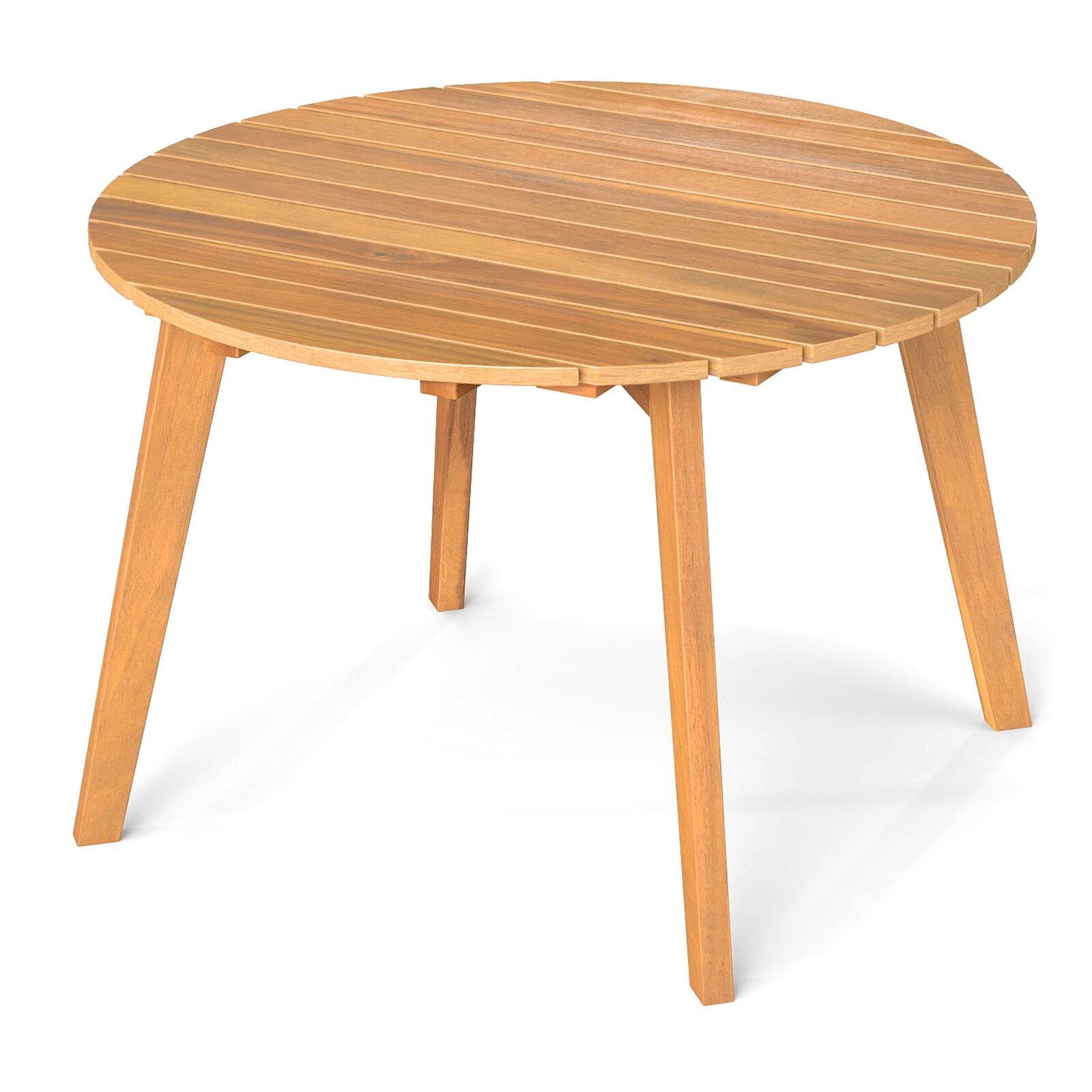 Alt View 9. Gymax - Gymax Outdoor Acacia Wood Side Table Patio 24.5'' Round End Table w/ Slatted Tabletop - Natural.