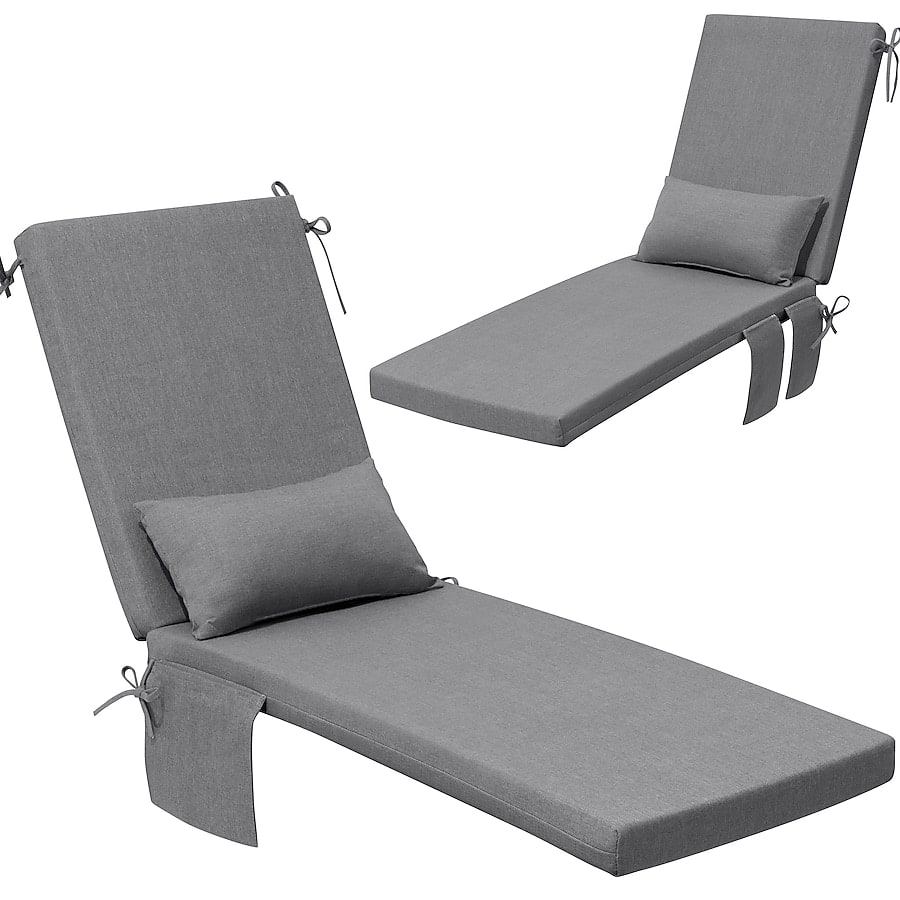 Crestlive Products - 2pc 72in Outdoor Water Resistant Chaise Lounge Chair Cushion with Ties Gray Patio lounge cushion - Light Gray price history on PriceWatchPro