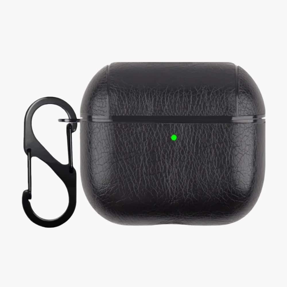 Entronix - Luxury Leather Case for AirPods 4th Generation - Premium Protection - Black