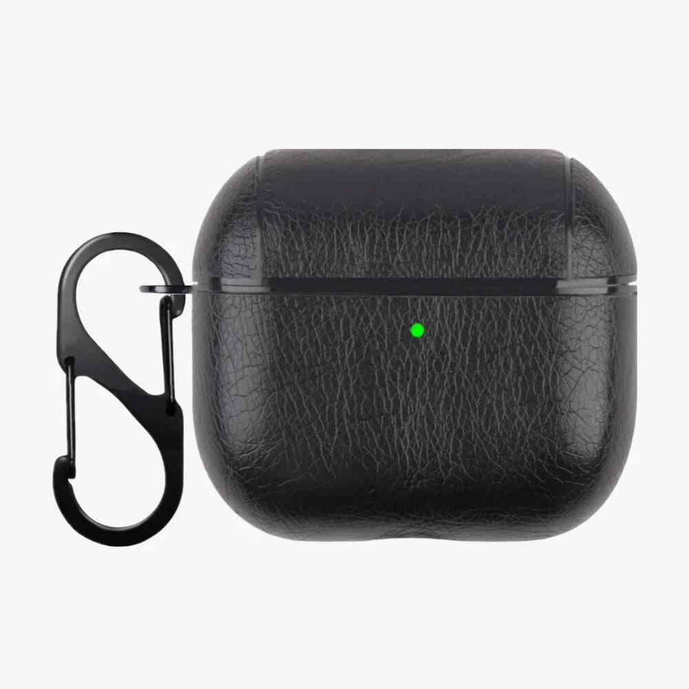 Front. Entronix - Entronix Luxury Leather Case for AirPods 4th Generation - Premium Protection - Black.
