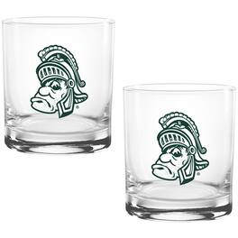 Indigo Falls - Michigan State Spartans Two Pack 14oz. Vault Sketch Rocks Glass Set - Multicolor