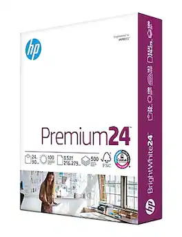 HP - Premium24 8.5" x 11" Laser Paper, 24 lbs., 100 Brightness, 500 Sheets/Ream (HPJ1124) - White