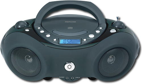 Memorex Portable CD/CD-R/RW Boombox with AM/FM Radio Black MP3851BLK - Best  Buy