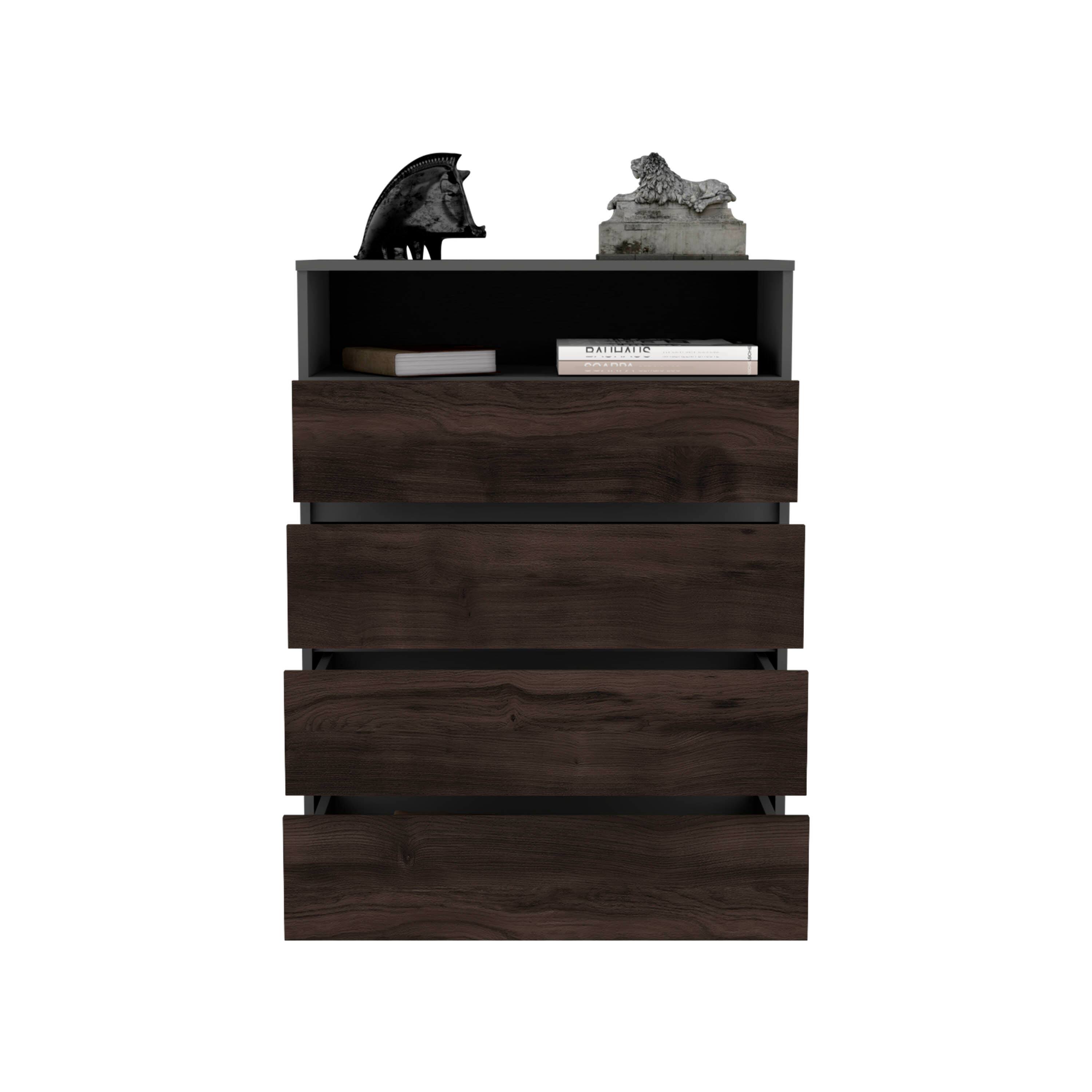 Alt View 4. TuHome - Alpine Four Drawer Dresser With Spacious Storage And Modern Handles - Matt Gray.