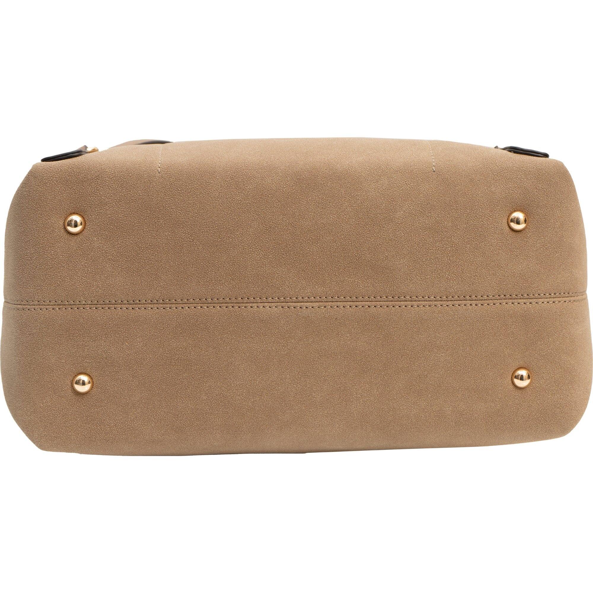 Back. Joan & David - Joan & David Faux Suede Top Handle Workbook Backpack — Camel - 02-CAMEL.