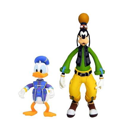Front. Diamond Select Toys - Kingdom Hearts 3 Select Action Figure 2-Pack | Goofy & Donald - Black.