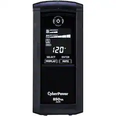 Front. CyberPower - Intelligent LCD Series 850VA Battery Back-Up System - Black.