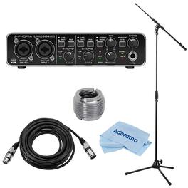 Behringer - U-Phoria UMC204HD Audiophile 2x4 USB Audio/MIDI Interface - With M XLR3F to XLR3M Cable 20', Lightweight Boom