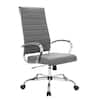 Front. LeisureMod - Benmar Ergonomic Leather Office Chair with Ribbed Back, Adjustable Height, Tilt & 360° Swivel - Grey.