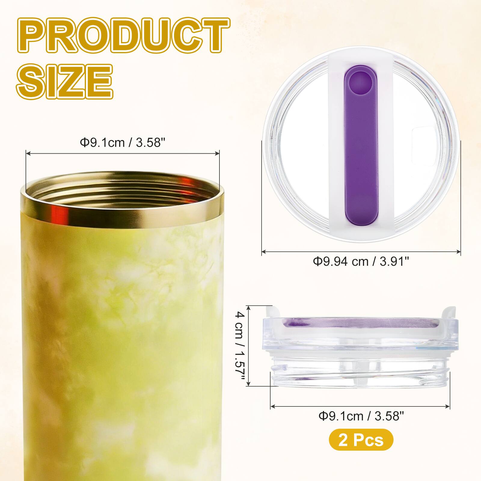 PRODUCT SIZE

9.1cm / 3.58"  
9.94 cm / 3.91"  
4 cm / 1.57"  
2 Pcs