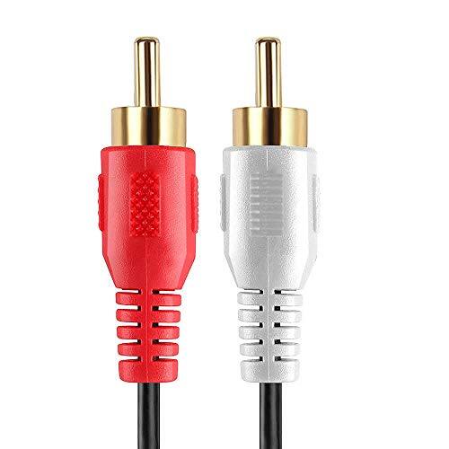 Left. Cmple.com - 2 RCA to 2 RCA Cable 1.5ft Black Male to Male Gold-Plated Stereo Audio Cord - Black.