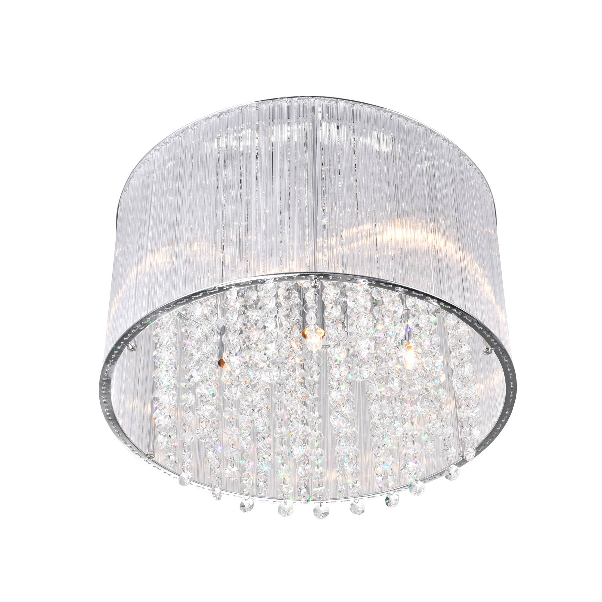 Back. CWI Lighting - Spring Morning 6 Light Drum Shade Flush Mount With Chrome Finish - Chrome.