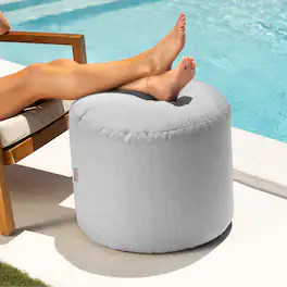 Jaxx - Spring Indoor / Outdoor Bean Bag Pouf Ottoman, Sunbrella - Granite