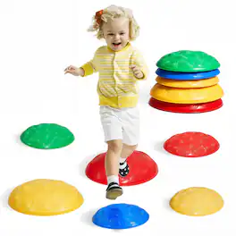 Glintex - Turtle Balance Stepping Stones 6PCS, Non-Slip Kids Jumping Stones Up to 220lbs, Indoor Outdoor Coordination Toy - Classic Multi-Color