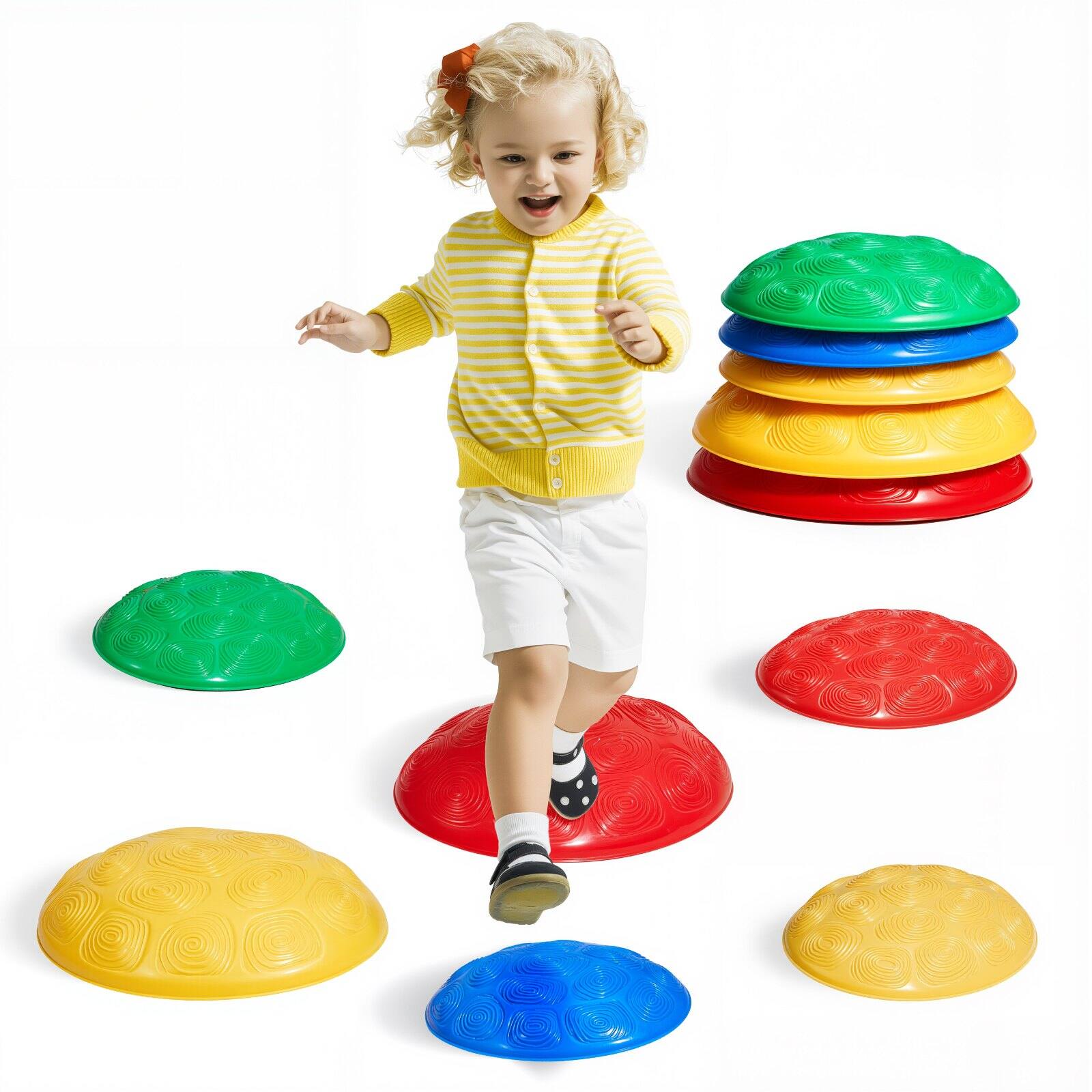 Front. Glintex - Turtle Balance Stepping Stones 6PCS, Non-Slip Kids Jumping Stones Up to 220lbs, Indoor Outdoor Coordination Toy - Classic Multi-Color.