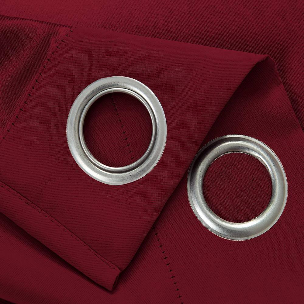 Angle. RT Designers Collection - Olivia Gray Anchorage Blackout Grommet Single Curtan Panel - 54x90" Red - Red.