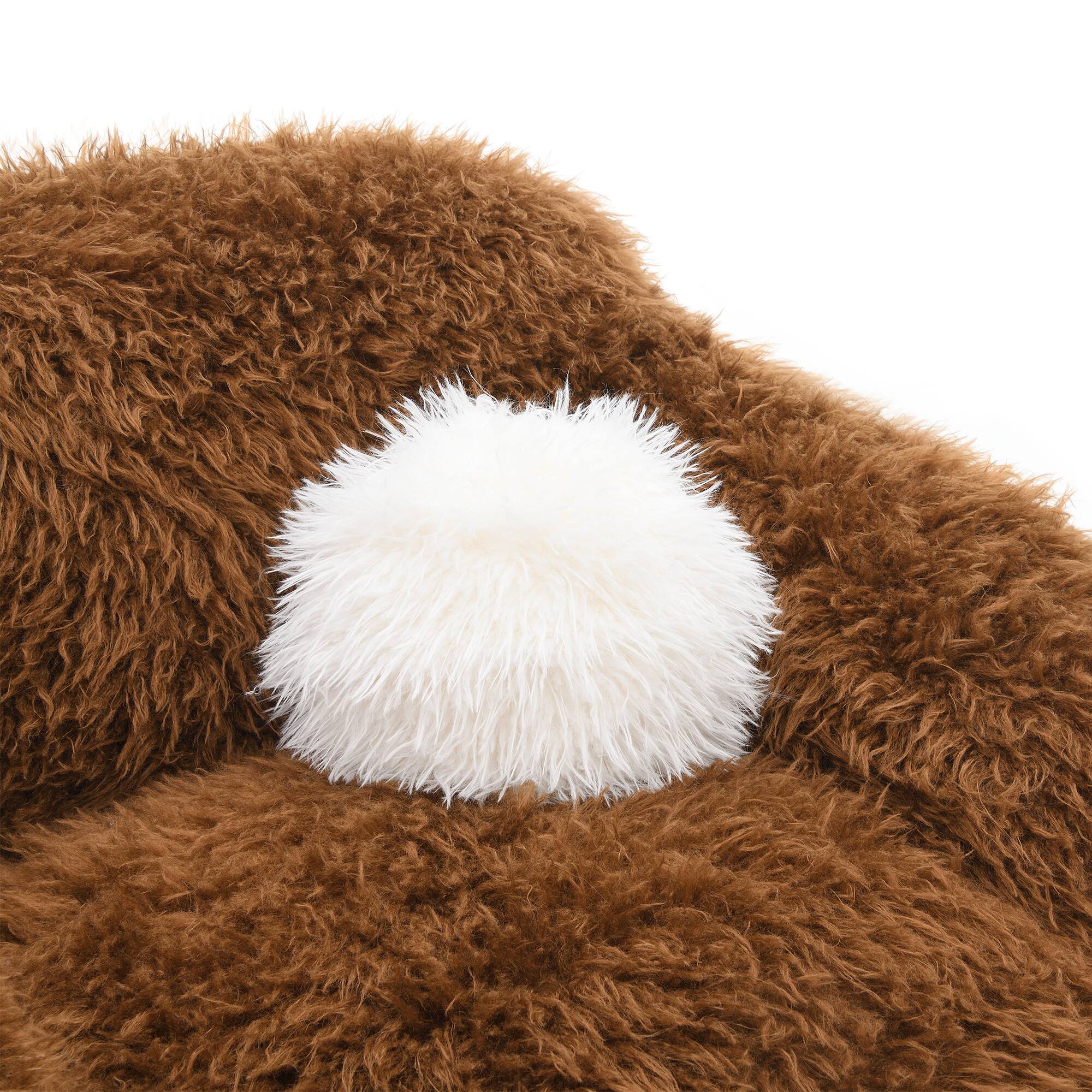 Alt View 8. Vaczon - Faux Fur Swivel Accent Chair Sofa with Ball Pillows, 360° Rotating Lounge Chair for Living Room Bedroom - Camel Brown.