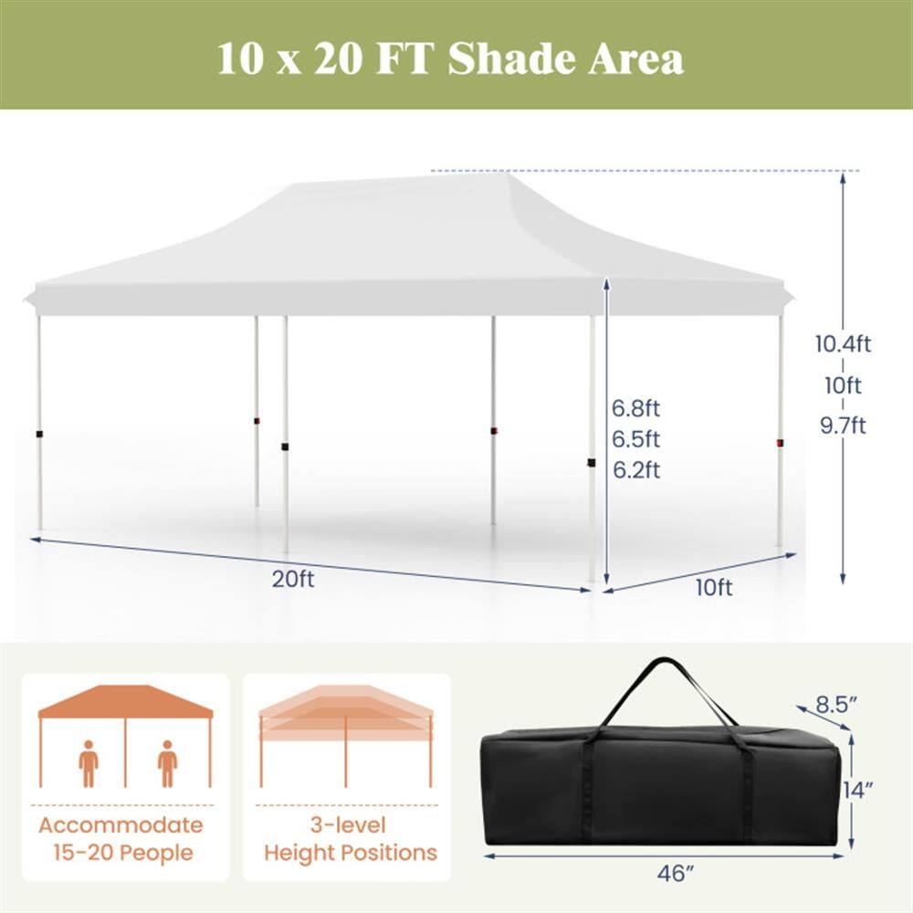 10 x 20 FT Shade Area

- 10.4ft
- 6.8ft
- 6.5ft
- 6.2ft
- 10ft
- 9.7ft
- 20ft
- 10ft
- 8.5" Accommodate 3-level 15-20 People Height Positions
- 46"
- 14"