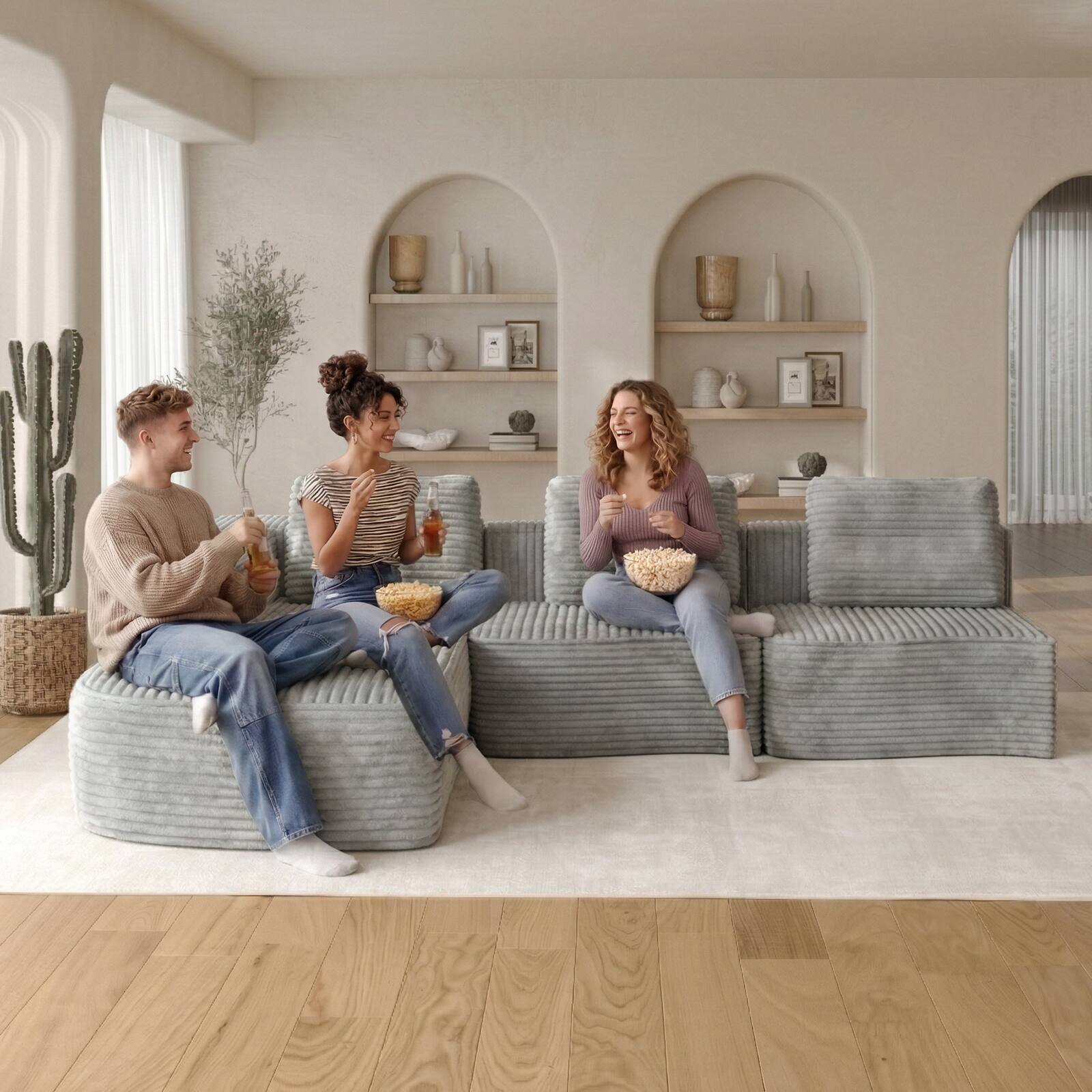 Alt View 1. Pinmoco - PINMOCO Modular Sectional Sofa, Sleeper Sofa Bed with 3 Pillows, Boneless Couch with Side Pockets - Left Chaise Gray.