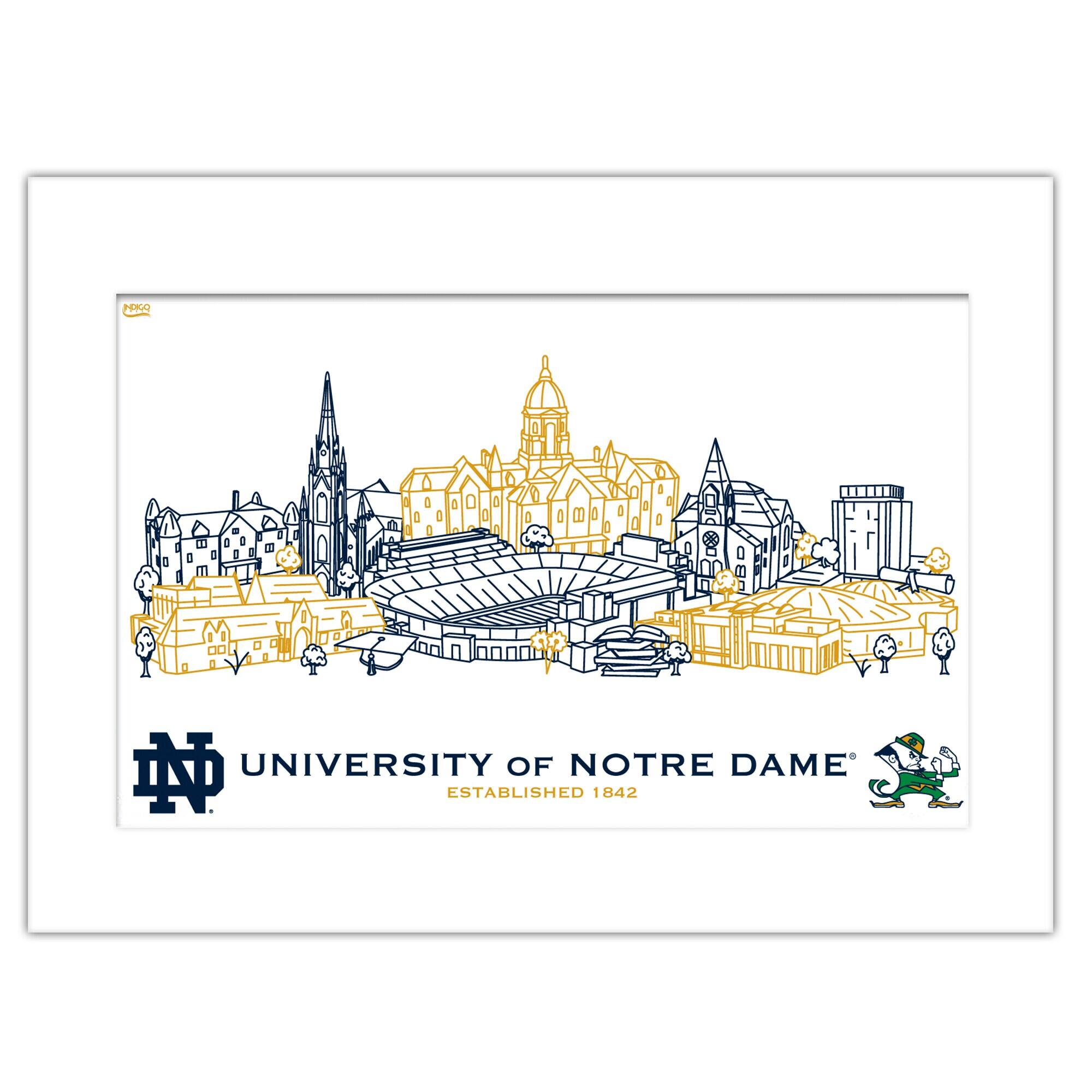 Notre Dame Fighting Irish 11" x 14" Matted Campus Wall Art Collage